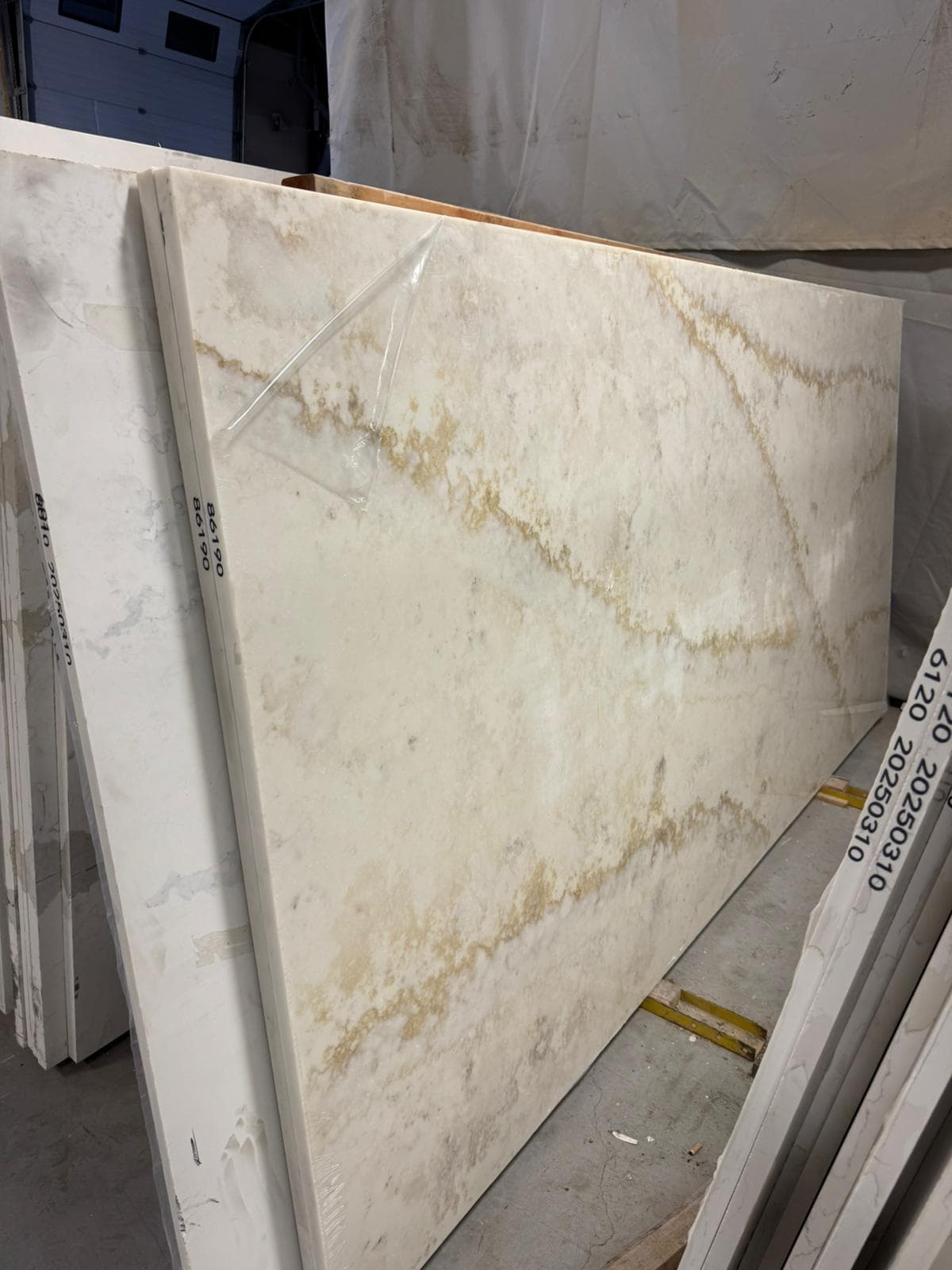 Quartz slab in stock at the workshop, photo 46